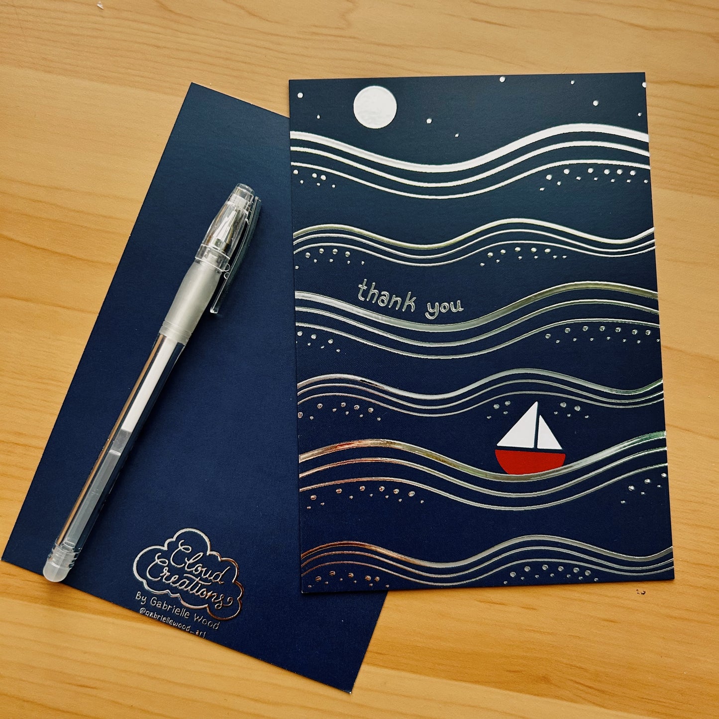Silver Waves Thank-You Flat Cards (12 pc)