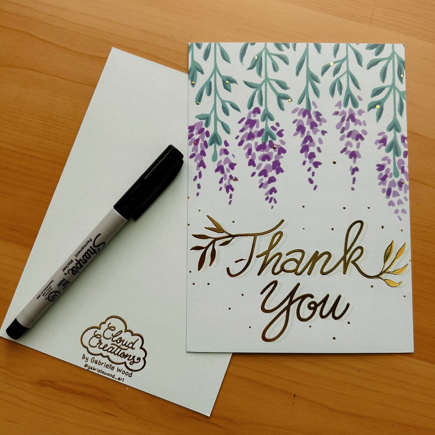 Purple Wisteria Thank-You Flat Cards (12pc)