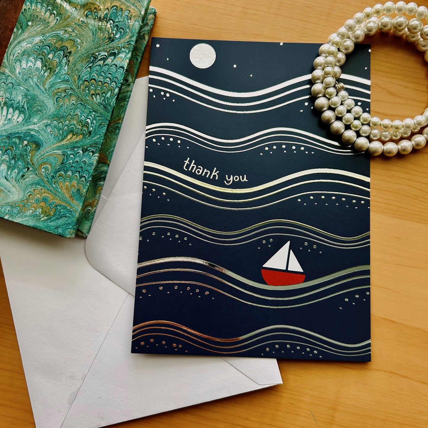 Silver Waves Thank-You Flat Cards (12 pc)
