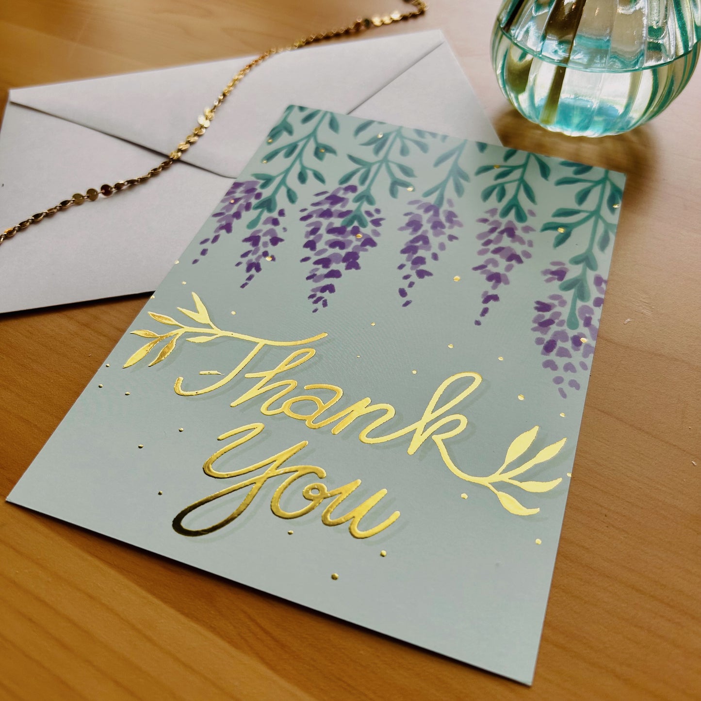 Purple Wisteria Thank-You Flat Cards (12pc)