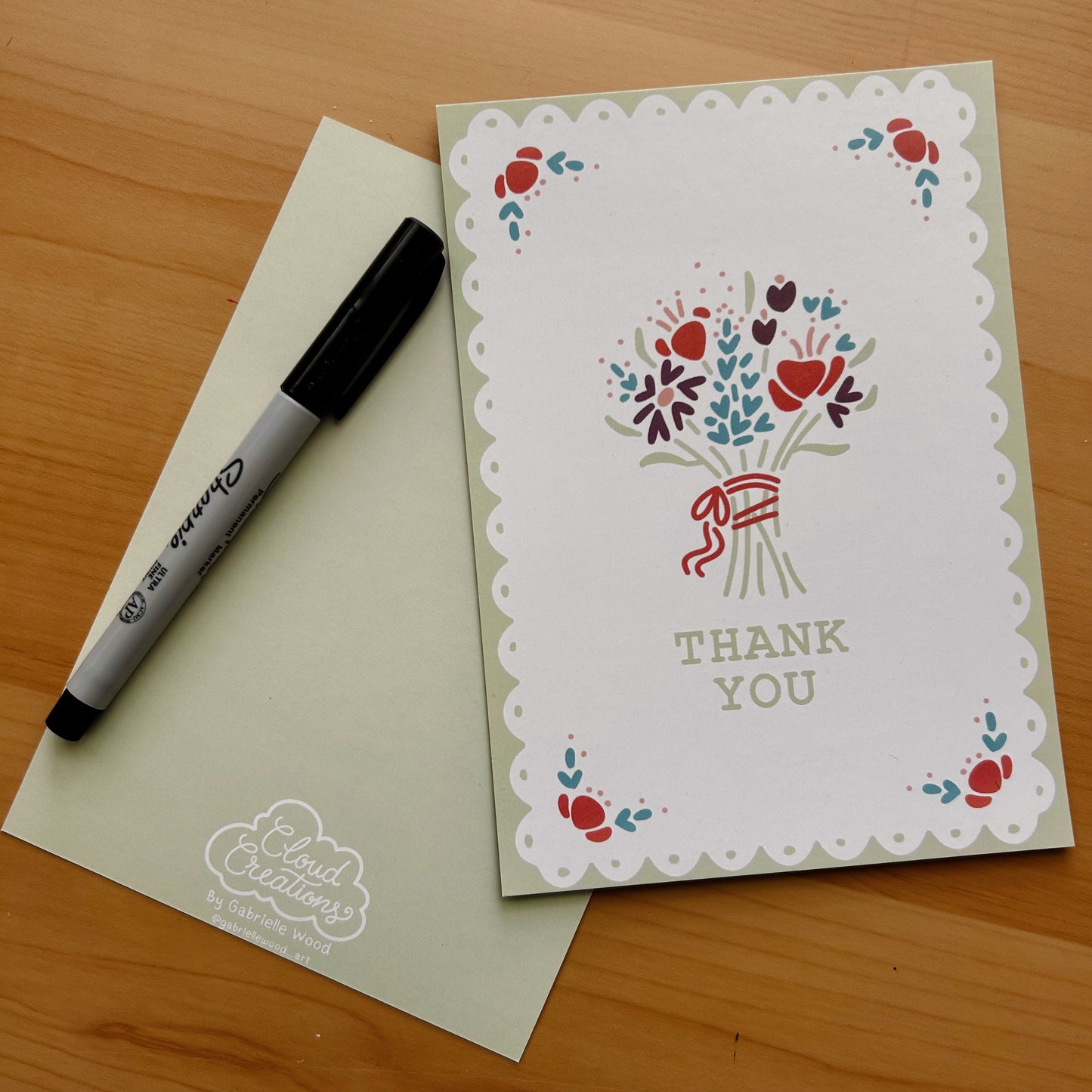 Lace Bouquet Thank-You Flat Cards (10pc)