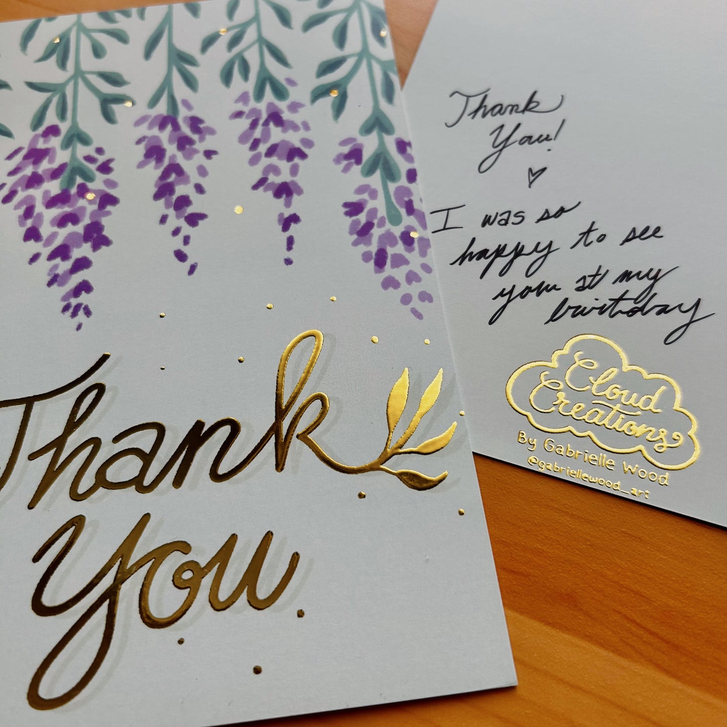 Purple Wisteria Thank-You Flat Cards (12pc)