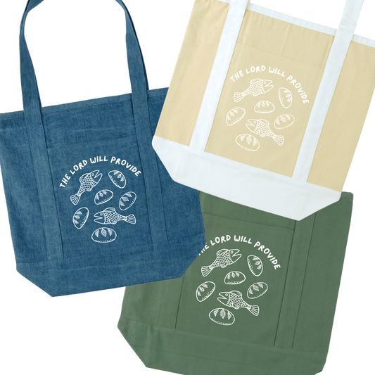 "The Lord Will Provide" Pocket Canvas Tote