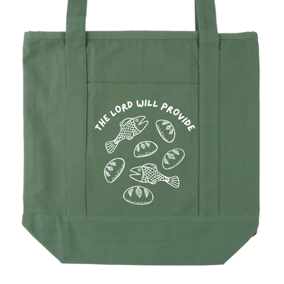 "The Lord Will Provide" Pocket Canvas Tote