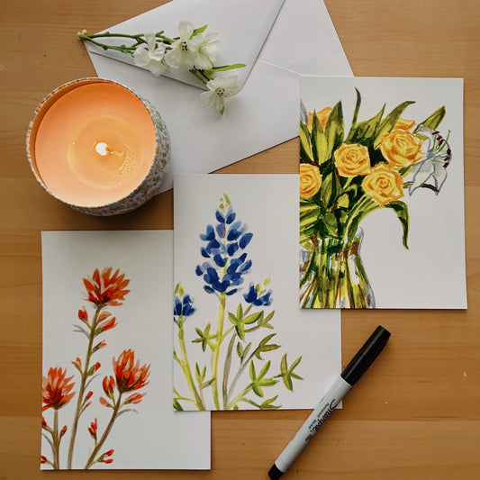 Assorted Texas Flower Flat Cards (12pc)