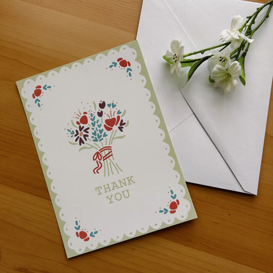 Lace Bouquet Thank-You Flat Cards (10pc)
