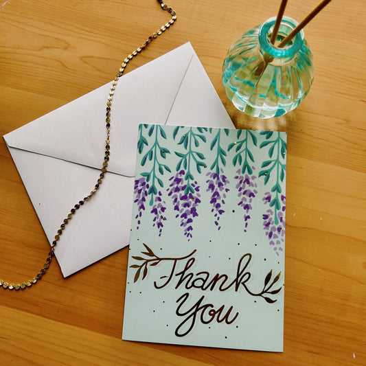 Purple Wisteria Thank-You Flat Cards (12pc)